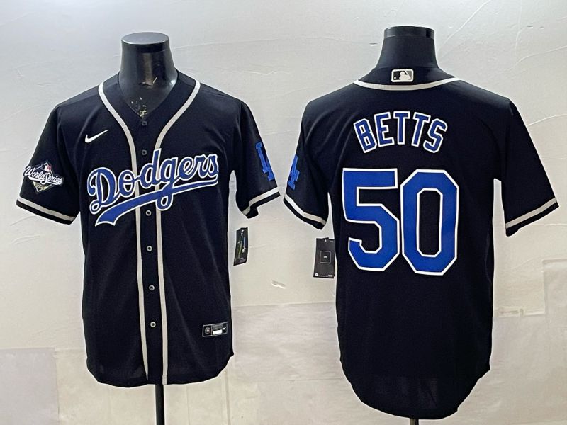 Men 2025 Nike Los Angeles Dodgers #50 Betts Black Game MLB Jersey 06->los angeles dodgers->MLB Jersey